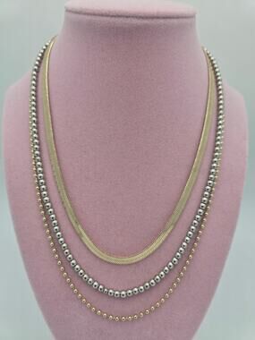 J. Crew Factory Mixed-Metal Tones (Gold & Silver) Layering Necklace Set - NWOT